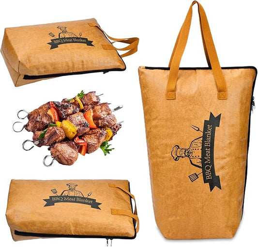 Reusable BBQ Blanket for Resting Meat - Insulated Smoker Grilling Bag with Wide Mouth for Large Brisket Pork Shoulders, and Turkeys Perfect BBQ Accessory & Gift for Men (21in)