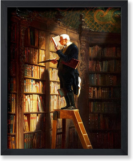 Poster Master Vintage The Bookworm Print - Retro Reading Book Print - Book Lover Art - Library Painting Wall Design - Librarian Art - Great Living Room or Office Decor - 11x14 UNFRAMED Wall Art