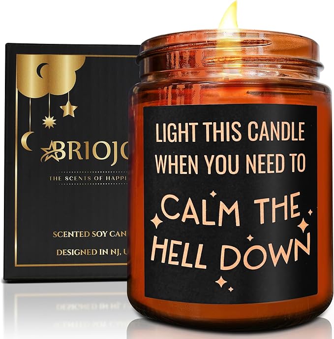 Calming Candles - Funny Relaxing Stress Relief Gift for Her - Calm Down, Aromatherapy Candle Gifts for Women Men - Anxiety Relief for Friend Coworker Bestie Sister - Birthday, Friendship Gift