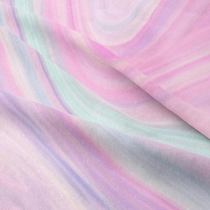 Tailor Shop Girls Comforter Twin Size, Pink And Purple Tie Dye Bedding With 2 Pillowcases