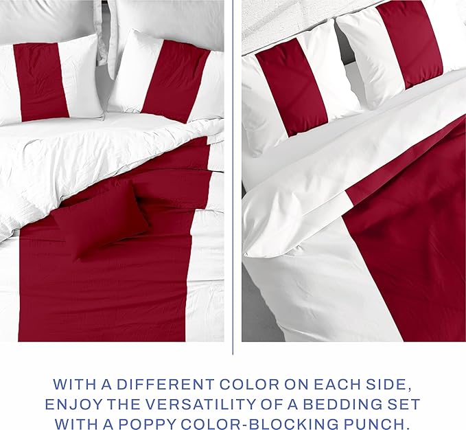 Kotton Culture 120"x98" 3 Pc Oversized King Duvet Cover Set 100% Egyptian Cotton - 600 TC Comforter Cover, Zipper Closure & Corner Ties - Fits Large King Inserts (Oversized King,Snow Red)
