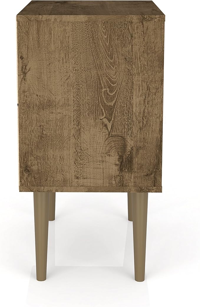 Manhattan Comfort Liberty Mid Century Modern Nightstand with Drawer and Cubby, Bedside Table for Bedroom and Living Room, Night Stand Accent Decor, Easy Assembly, Brown/Brown