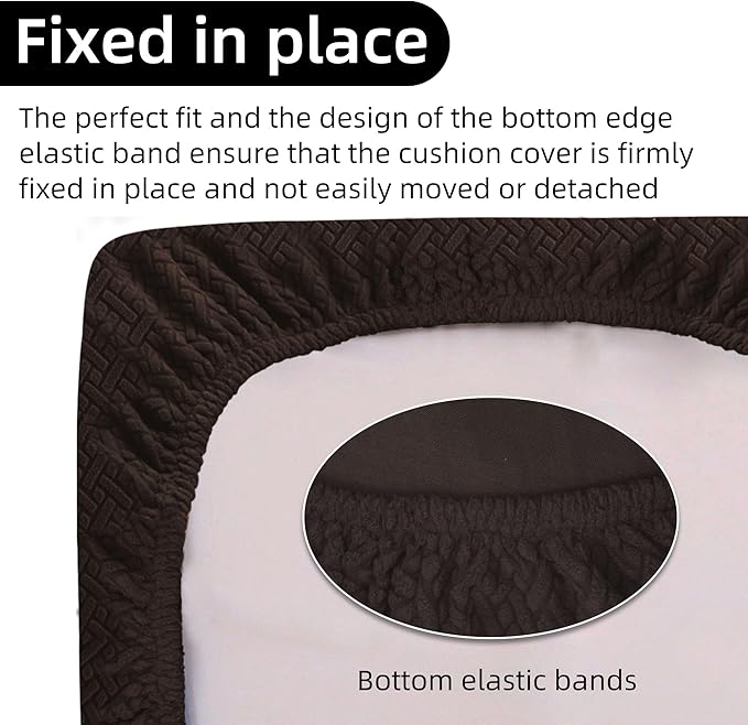 Rv Dinette Cushion Covers,Jacquard Stretchable Camper Cushion Cover,RV Cushion Slipcover,Rv Couch Cover Replacement for RV Camper Car Bench,2 Backrest Covers and 2 Bench Covers (Twill,Coffee)