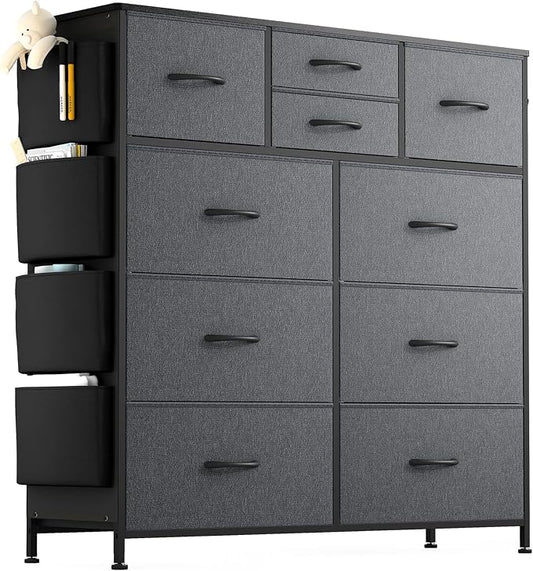 Lulive Dresser for Bedroom with 10 Drawers, Chest of Drawers Fabric Storage Tower, Organizer Unit for Living Room, Hallway, Closet