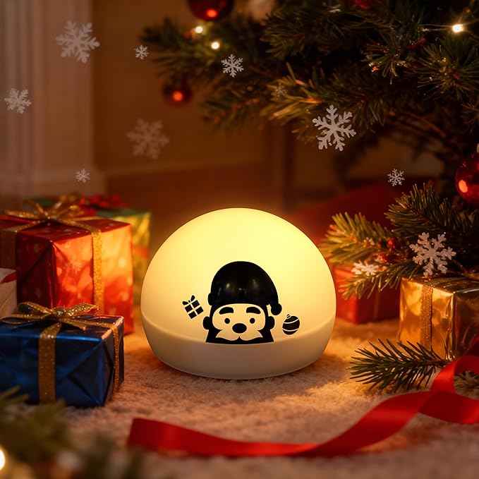 ZEEHOO Rechargeable Night Light, Portable Wireless Charging Egg Lamp, 2000mAh, Dimmable LED Night Light (8 Colors, 4 Modes), Mini Santa Light for Kids, Toddler, Gift,Christmas Decorations,
