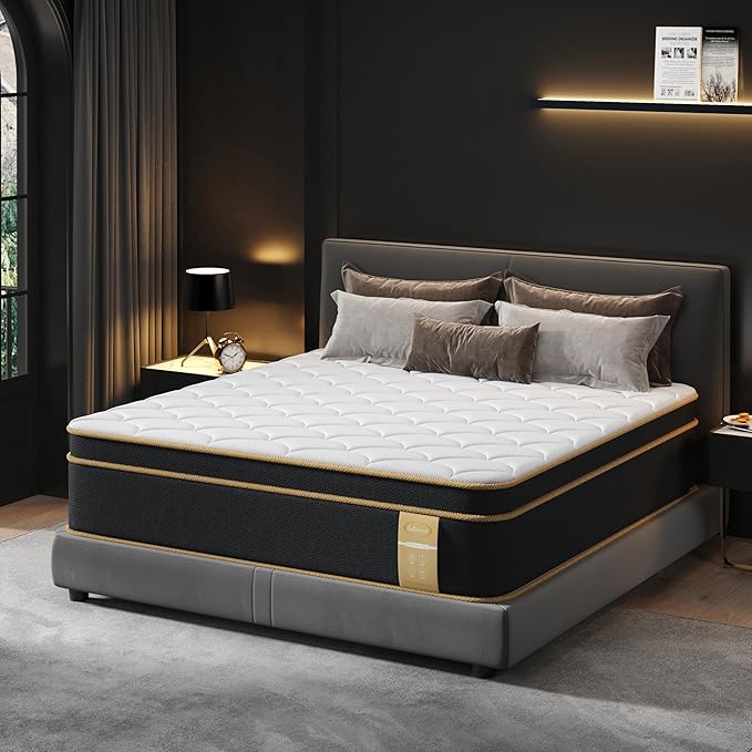 Firm Queen Mattress [New Version], 14 Inch Gel Memory Foam Hybrid Mattress Queen Size Bed in a Box, Pressure & Pain Relief, CertiPUR-US, Individual Pocket Spring, Edge Support