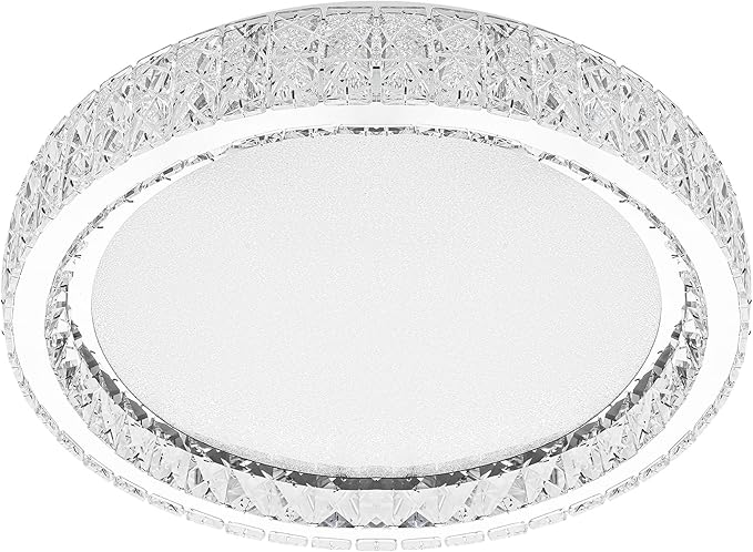 LamQee Crystal Flush Mount Ceiling Light Fixture, Dimmable LED Modern Close to Ceiling Light, Hallway Light Fixtures Round Ceiling Chandelier for Bedroom Kitchen Bathroom Closet Dining Room 17.72 inch