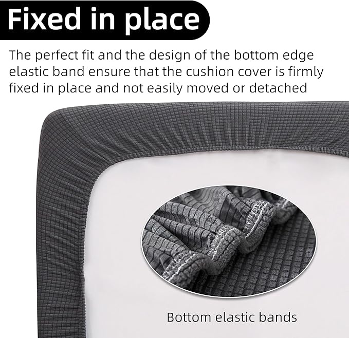 Rv Dinette Cushion Covers,Jacquard Stretchable Camper Cushion Cover,RV Cushion Slipcover,Rv Couch Cover Replacement for RV Camper Car Bench,2 Backrest Covers and 2 Bench Covers (Checkered,Grey)