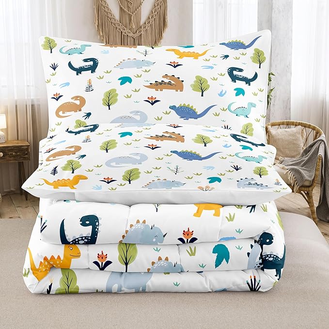 Tailor Shop Full Dinosaur Kids Bedding Set for Boys, Full Dinosaur Kids Comforter Sets for Boys, 3 Pieces Soft Lightweight for All Seasons