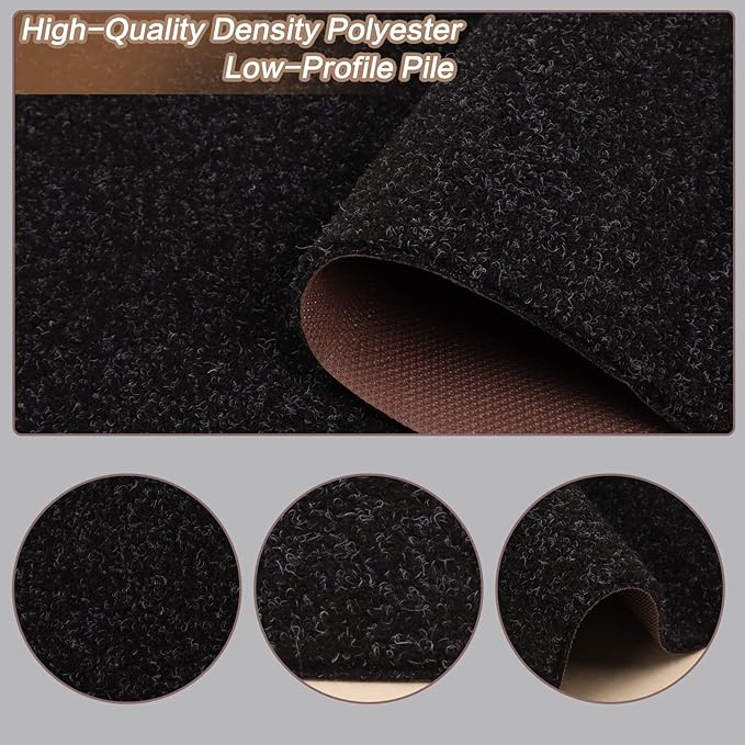 4' x 70' Runner Rugs with Rubber Backing, Indoor Outdoor Utility Carpet Runner Rugs, Black, Can Be Used as Aisle for The RV and Boat, Laundry Room and Balcony