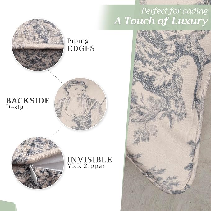 Maison d' Hermine Decorative Pillow Covers 12x20 Inch Rectangle 100% Cotton Throw Pillow Covers with Invisible Zipper for Living Room Couch, Chair, Sofas, Bedroom, Home (The Miller - Paloma Grey)