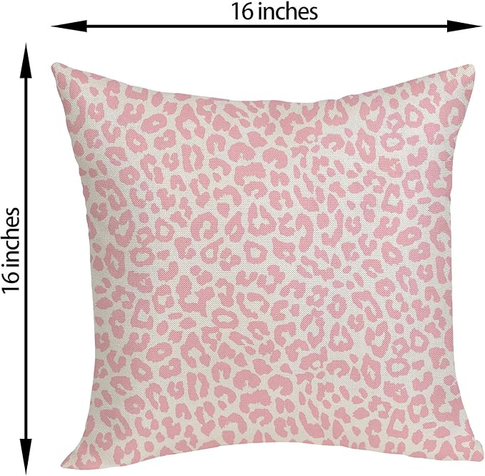 Leopard Print Pillow Covers 16x16 Pack of 2 Pink Animal Pattern Cheetah Decorative Throw Pillow Cover Outdoor Decor Boho Abstract Modern Pillowcase Farmhouse Linen Cushion Case for Couch Sofa