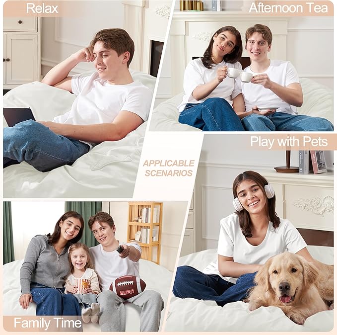 Homguava 3FT Bean Bag Chair: 3' Bean Bags with Memory Foam Filled, Large Beanbag Chairs Soft Sofa with Dutch Velet Cover-Beige