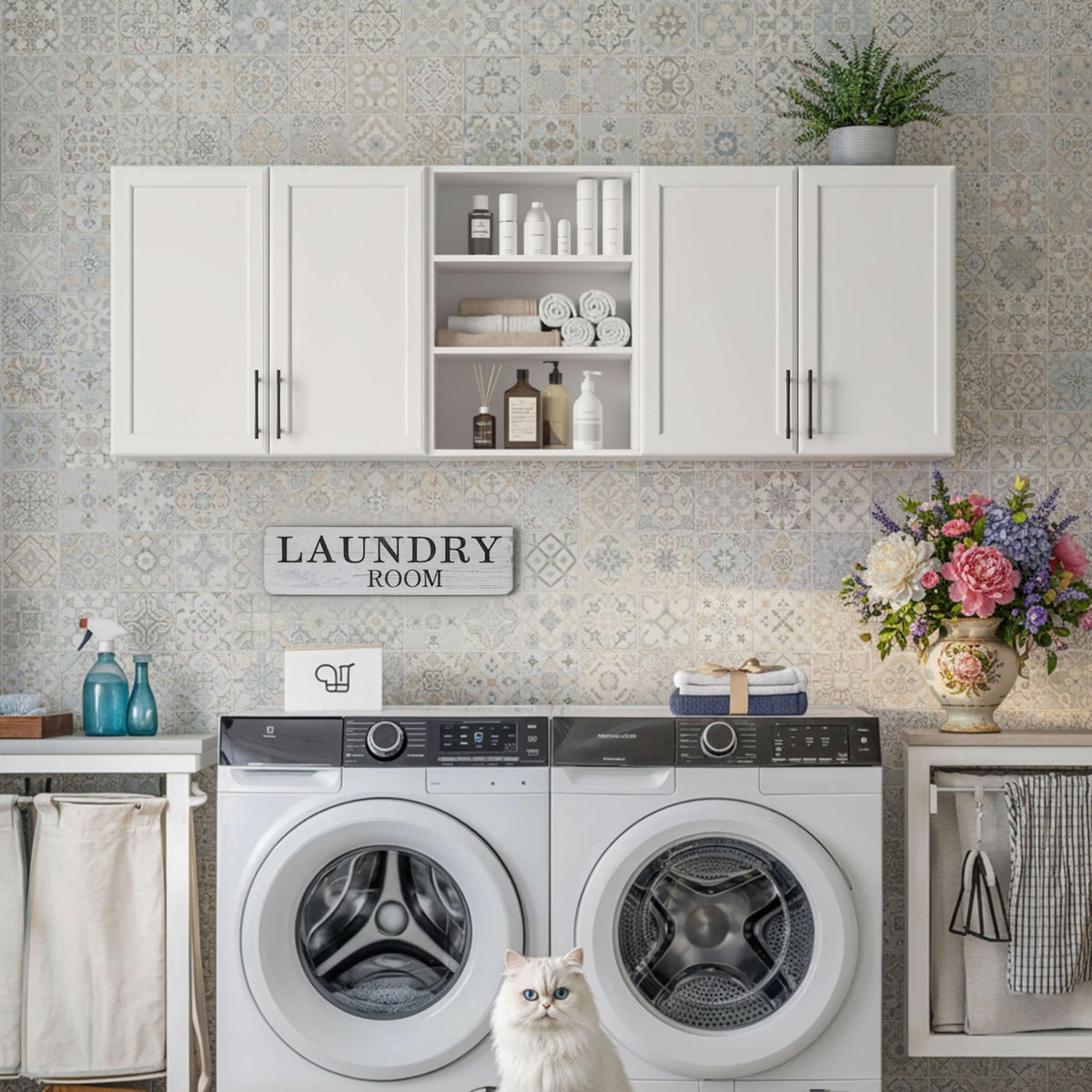 Furnaza 62.8" W Wall Cabinets for Laundry Room with Adjustable Shelf