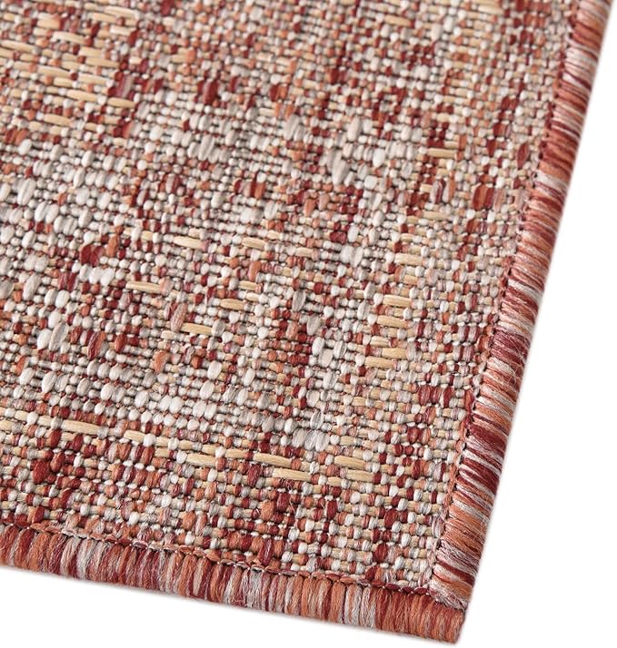 Unique Loom Outdoor Traditional Collection Area Rug - Valeria (7' 10" x 11' Rectangle, Rust Red/ Ivory)