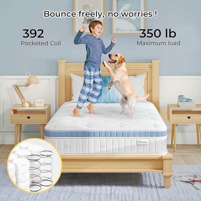 Yaak Twin Mattress 10 Inch, Hybrid Mattress in a Box Twin Size, Individual Pocket Spring Single Bed Mattress with Breathable Memory Foam, Pressure Relief, Medium Firm Twin Size Mattress 75"x39"x10"