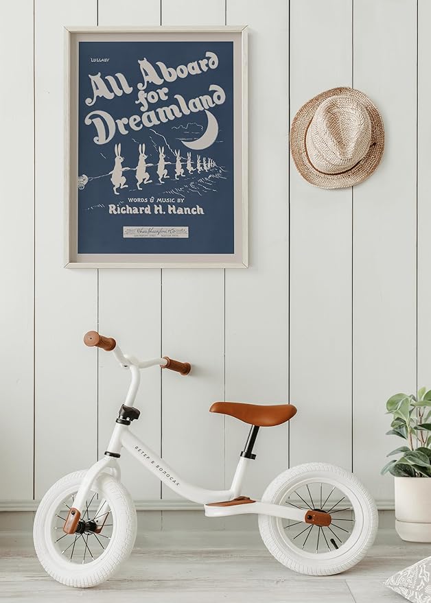 Poster Master All Aboard For Dreamland Poster - Retro Children's Lullaby Print - Story Book Art - Bunny Art - Rabbit Art - Aesthetic Art - Kid's Bedroom or Nursery Wall Decor, 24x32 Unframed Wall Art