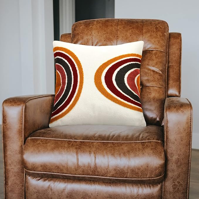 Merrycolor Boho Abstract Throw Pillow Covers 18x18 Tufted Sun Pillow Covers Colorful Mid Century Modern Pillow Covers Boho Pillows Decorative Throw Pillow Case for Bed Couch Living Room,1PC
