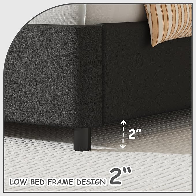 BarnFurin Full Size Bed Frame with LED Lights, Full Bed Frame with Headboard LED Lights, Upholstered Platform Bed with Cloud Headboard, No Box Spring Required, Easy Assembly, Black