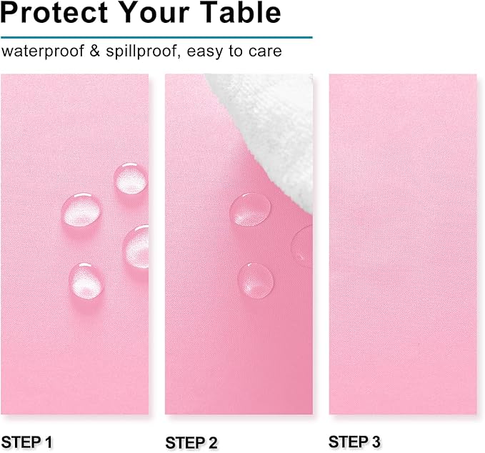 Hiasan Tablecloth for Rectangle Tables - 70 x 140 inch - Waterproof, Spillproof & Wrinkle Resistant Washable Polyester Table Cloth for Dining/Party/Outdoor Picnic, Pink
