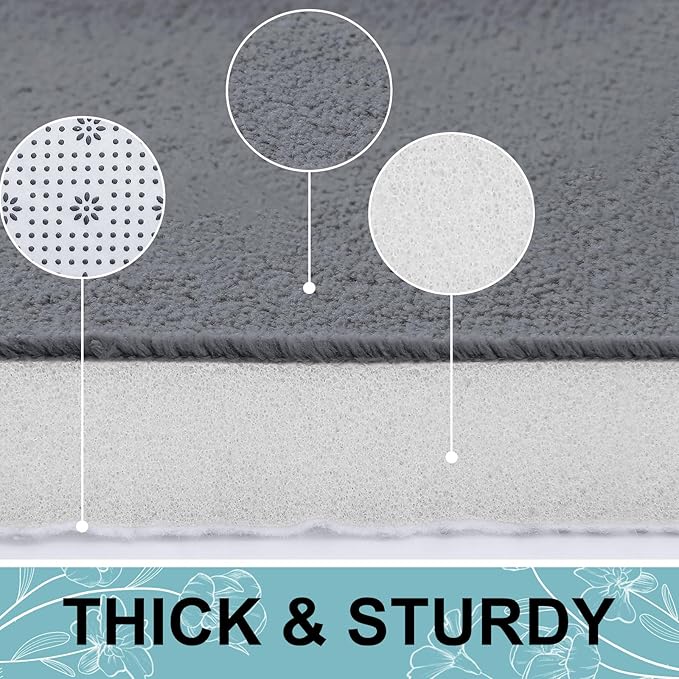 Smiry Memory Foam Bath Mat 47x20, Extra Soft and Absorbent Bathroom Mats, Non Slip Washable Carpet for Floor, Shower and Tub, Dark Grey