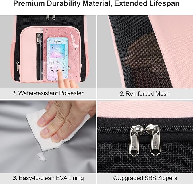 F-color Hanging Shower Caddy Portable - College Dorm Essentials for Guys with Hooks, Quick-Dry Shower Bag for Dorm Travel Gym Camping Essentials, Water-Resistant with Multiple Pockets, Light Pink