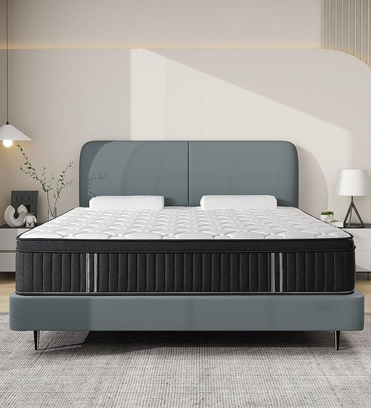 Full Size Mattress,12 Inch Hybrid Full Mattress in a Box with Memory Foam & Individual Pocket Spring for Edge Support,Pressure Relief,Medium Firm.