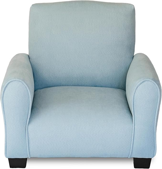 Kid Rocking Chair for Toddlers, Child Chair for Little Kids, Upholstered Toddler Armchair for Children, Comfy and Cute Little Kid Chairs (Legs, Light Blue)