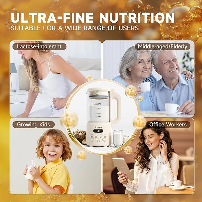 Nut Milk Maker Machine,8 in 1 New Upgrade Soy Milk Maker Automatic for Almond,Oat,Plant-Based Milk and Non-Dairy Beverages,40oz Almond Milk Maker Machine with Delay Start/Self Clean/Boil Water