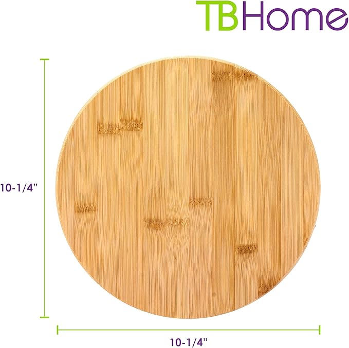 Lazy Susan Organizer for Cabinet, Pantry or Tabletop – 10" Bamboo Turntable for Kitchen, Counter or Spice Rack Storage