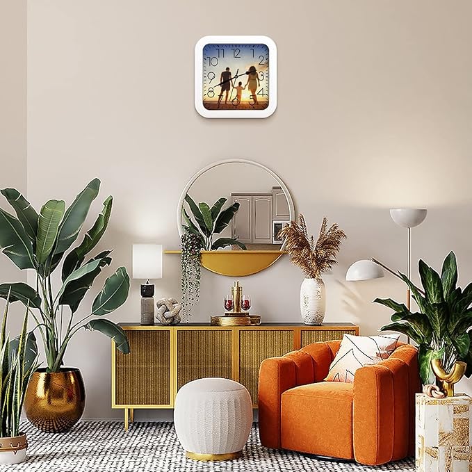 Custom Wall Clock, Personalized Wall Clock with Photo/Image Text Non-Ticking Clock Silent Customized Digital Wall Clocks Customized Gift for Living Room Kitchen Bathroom Home Decor