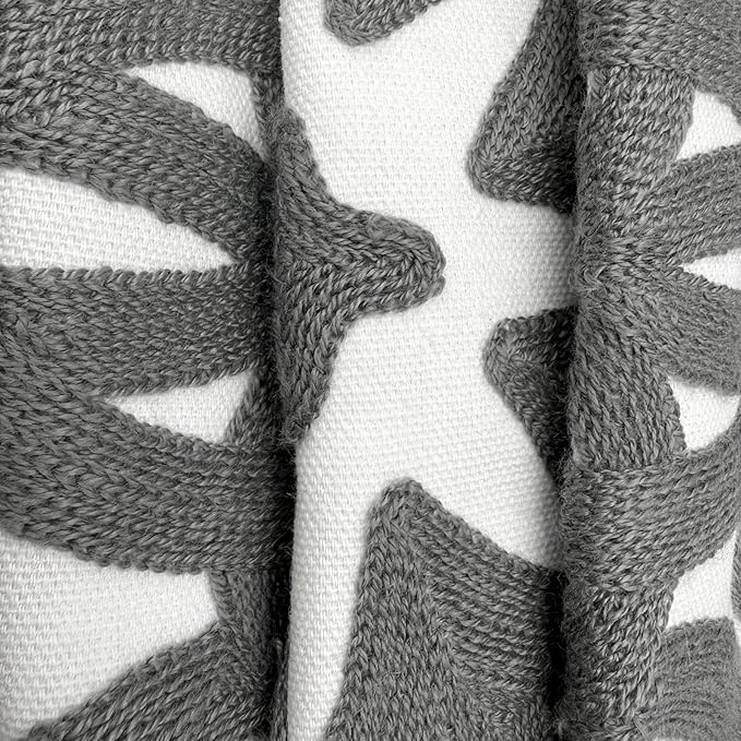 Alysheer Embroidered Decorative Throw Pillow Covers 18"x18" Set of 2 Pieces, Classic Boho Mandala Knit Pattern, Durable Cotton Canvas Cozy Gray Cushion Cases for Sofa Couch Living Room(Grey)