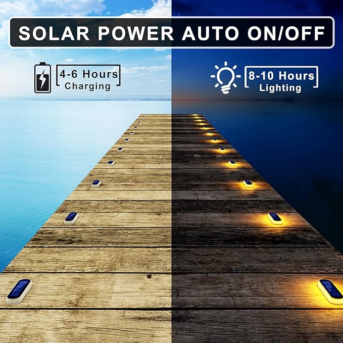 Solar Step Lights Outdoor Waterproof LED Deck, Fence, Stairs, Dock, Patio, Post, Railing, Garden, Backyard, Front Door, Pathway, Driveway, Porch (4 Pack)
