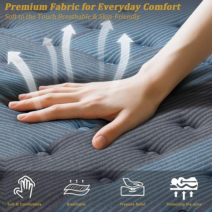 Full Mattress 12 Inch, 2025 Hybrid Full Size Mattress in a Box, Upgrade Durable Individual Pocket Springs, Medium Firm Lumber Support Pressure Pain Relief, Breathable Comfort, CertiPUR-US Certified