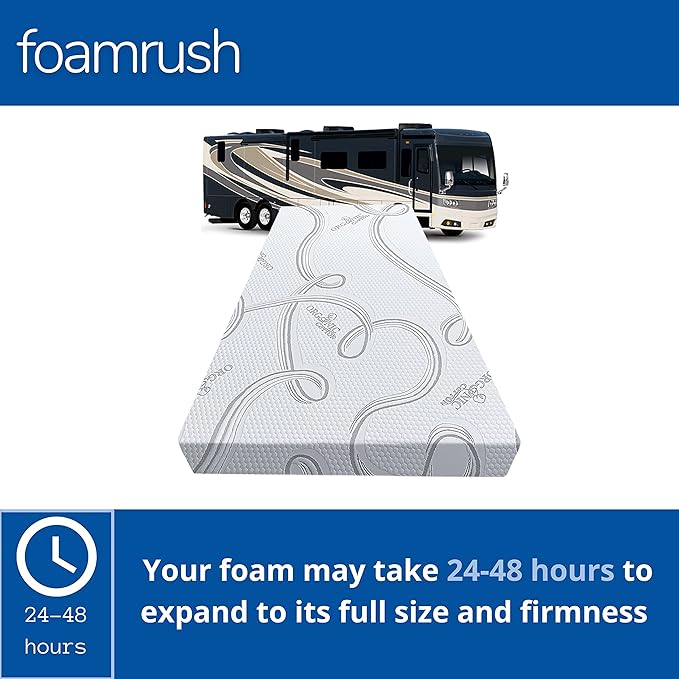 FoamRush 3-Inch Bunk (28" x 75") Gel Memory Foam RV Mattress Replacement with Cotton Cover, Medium Firm, Comfort, Pressure Relief Support, Made in USA, Travel Camper Trailer Truck