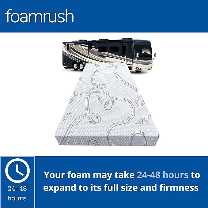 FoamRush 3-Inch Bunk (30" x 75") Gel Memory Foam RV Mattress Replacement with Cotton Cover, Medium Firm, Comfort, Pressure Relief Support, Made in USA, Travel Camper Trailer Truck