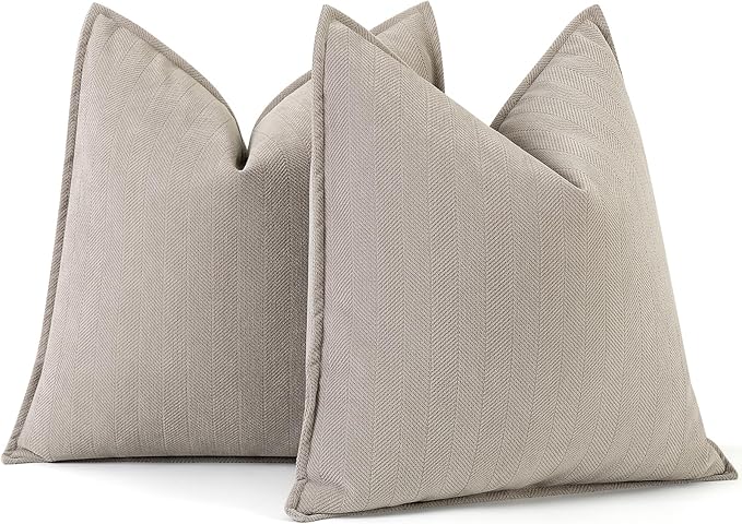 ZWJD Gray Pillow Covers 16x16 Set of 2 Chenille Pillow Covers with Elegant Design Soft and Luxurious Decorative Throw Pillows for Couch, Bed, and Home Decor