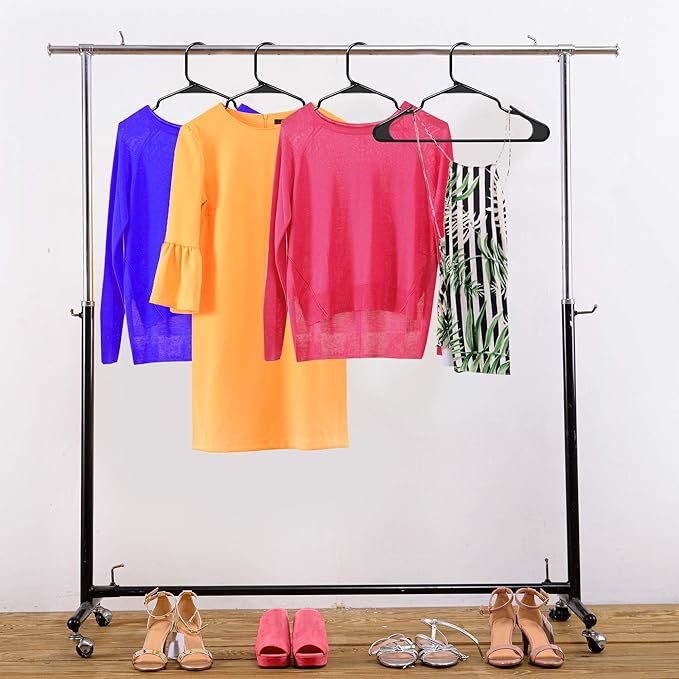 Utopia Home Plastic Hangers 20 Pack - Perfect Space Saving Clothes Hanger - Durable and Strong - Perfect Closet Organizers with Shoulder Grooves (Black)