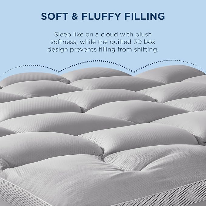 Bedsure Waterproof Mattress Topper Queen - Pillow Top Queen Mattress Protector with 8-21 Inches Deep Pocket, 800 GSM Extra Thick Bed Pad Fitted, Soft Bed Cover for Home, Bedroom, Hotel - Grey