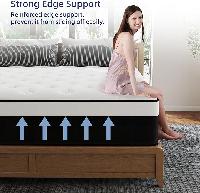 Twin Mattress, 14 Inch Twin Hybrid Mattress in a Box with Memory Foam, Medium Firm, Euro Top, Reinforced Edge Support, Pressure Relief & Motion Isolation, CertiPUR-US Certified