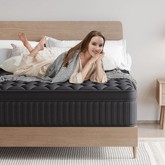 King Mattress, 12 Inch King Medium Firm Hybrid Mattress in a Box, Individual Pocket Spring for Pressure Relief & Motion Isolation, Reinforced Edge Support, CertiPUR-US Certified