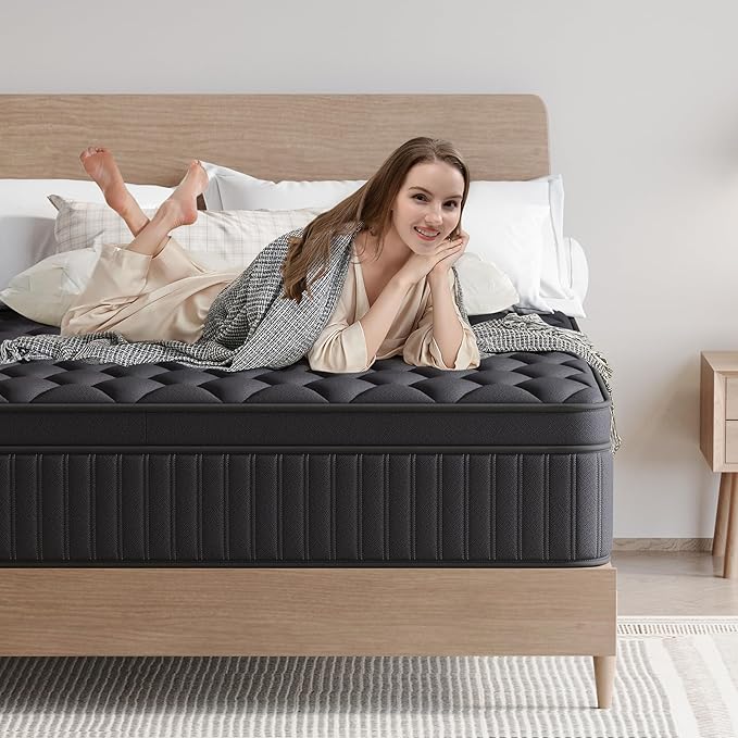 Queen Mattress, 14 Inch Queen Medium Firm Hybrid Mattress in a Box, Individual Pocket Spring for Pressure Relief & Motion Isolation, Reinforced Edge Support, CertiPUR-US Certified