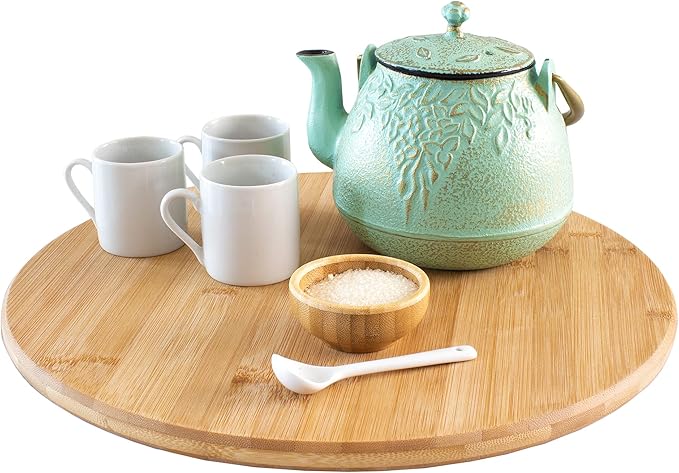 Lazy Susan Organizer for Cabinet, Pantry or Tabletop – 14" Bamboo Turntable for Kitchen, Counter or Spice Rack Storage