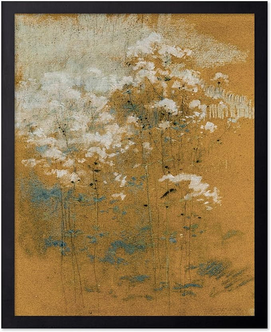 Poster Master Vintage Wild Flowers Poster - Retro Tonal Botanical Painting Print - Abstract Art - Floral Art - Farmhouse Art - Aesthetic Flower Shop or Living Room Wall Decor, 16x20 Black Framed