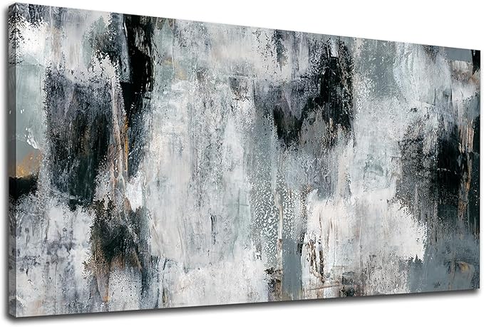 NINEASO Black Gray Abstract Wall Art - Abstract Canvas Pictures for Wall Decor Modern Abstract Canvas Painting Artwork for Living Room Bedroom Home Office Wall Decorations 20" x 40"