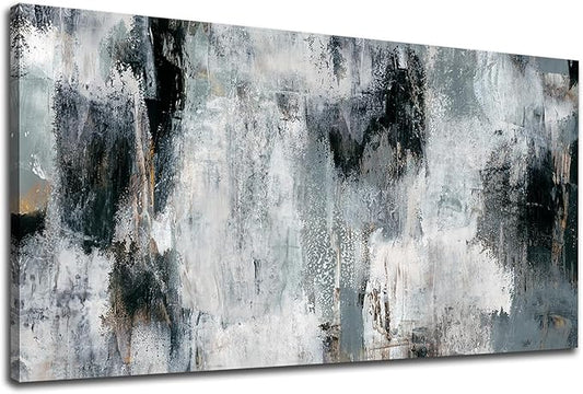 NINEASO Black Gray Abstract Wall Art - Abstract Canvas Pictures for Wall Decor Modern Abstract Canvas Painting Artwork for Living Room Bedroom Home Office Wall Decorations 20" x 40"