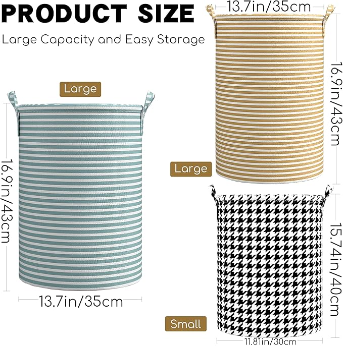 3 Pack Laundry Basket Set,Durable Waterproof Laundry Hamper with Reinforced Handle,Space-Saving Collapsible Laundrys Baskets for Home,Dorm,Multi-Purpose Laundry Bag for Clothes,Towel Storage