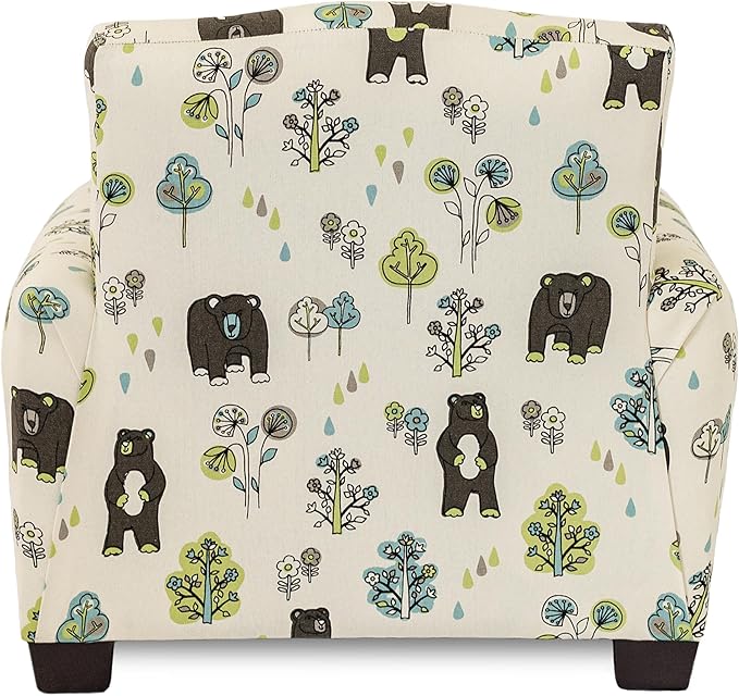 Kid Rocking Chair for Toddlers, Child Chair for Little Kids, Upholstered Toddler Armchair for Children, Comfy and Cute Little Kid Chairs (Legs, Bears & Trees Print)