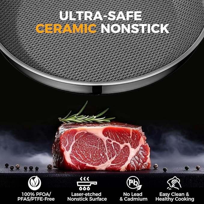 Non Stick Frying Pans,Hybrid Nonstick 9.5 Inch Frying Pan,Stay-Cool Handle,Dishwasher-Friendly,Nonstick Frying Pan,Oven-Safe,Works on,Ceramic and Gas Cooktops