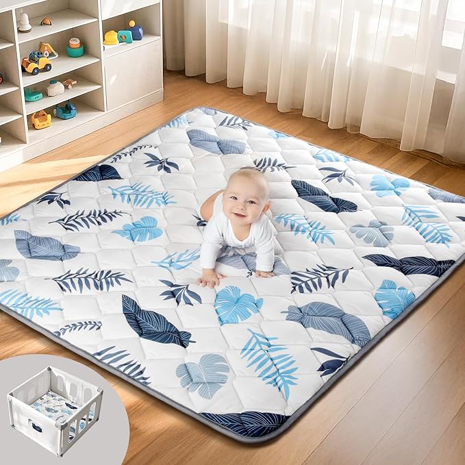 Baby Play Mats for Floor, 71x59 Playpen Mat, Thicken Cushioning Padding Foam Playmate for Baby and Toddlers Infants, Non-Slip & Machine Washable Tummy Time Mat